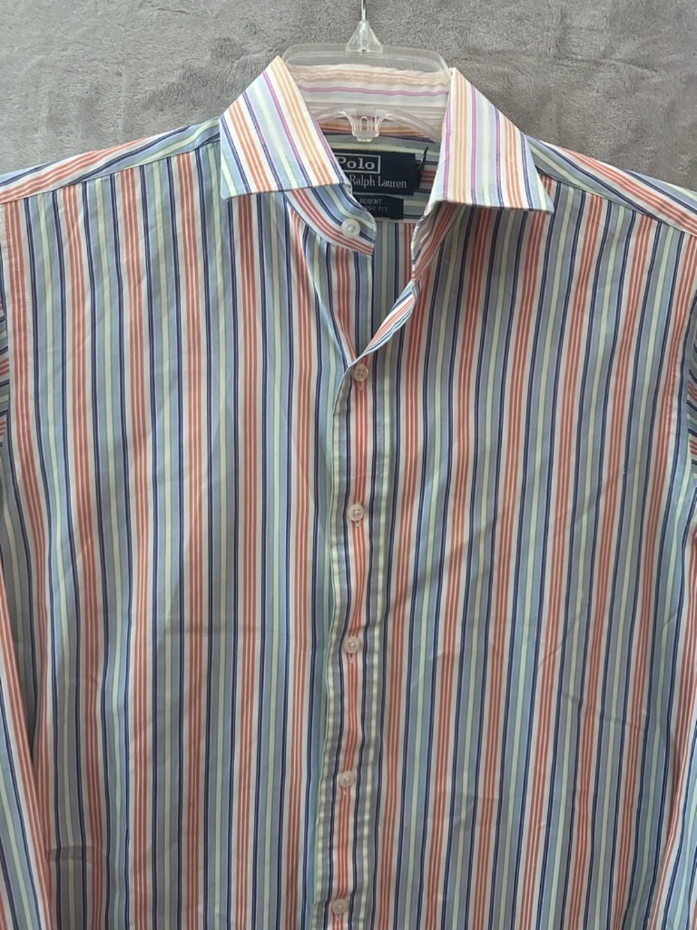 Polo by Ralph Lauren Shirt Medium 15 1/2 MultiColor Long Sleeve Button Up Stripe